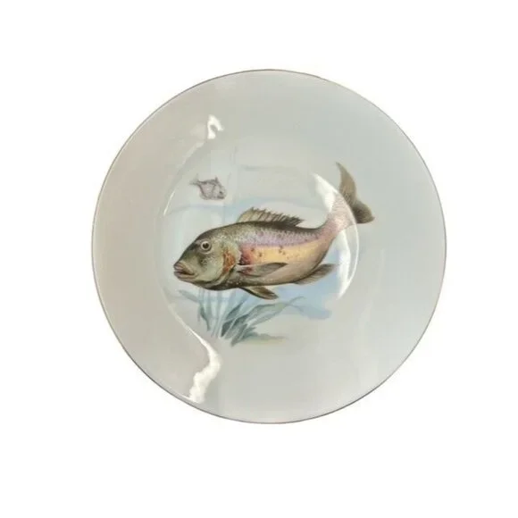 Set Of 6 Vintage Neiman Marcus Germany 9.5" Fish Plates. - Picture 5 of 8